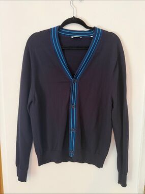 Men's Sandro Navy Cardigan with Blue Trim